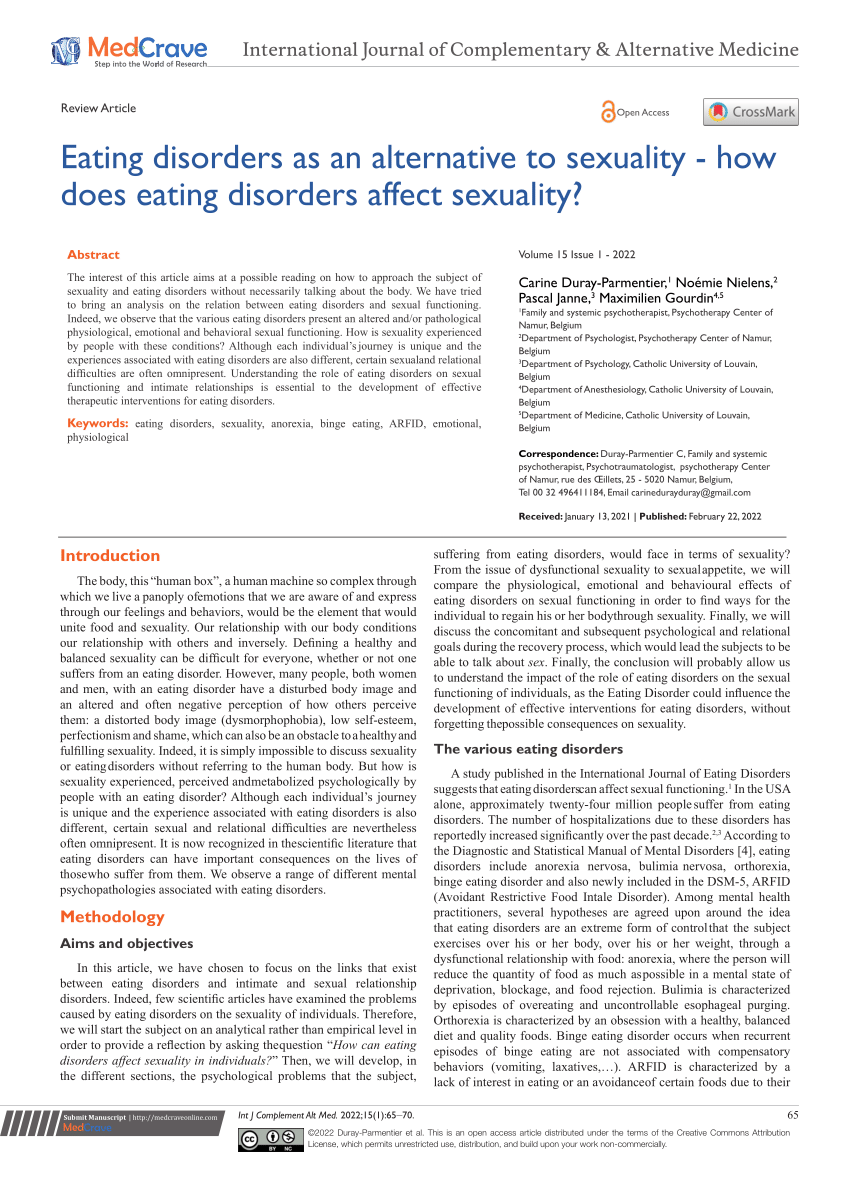 Pdf Eating Disorders As An Alternative To Sexuality How Does Eating Disorders Affect Sexuality 9545
