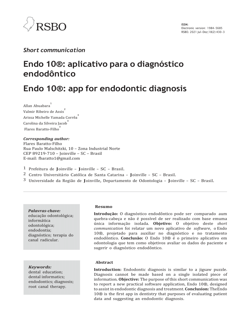 PDF Endo aplicativo para o diagnóstico endodôntico