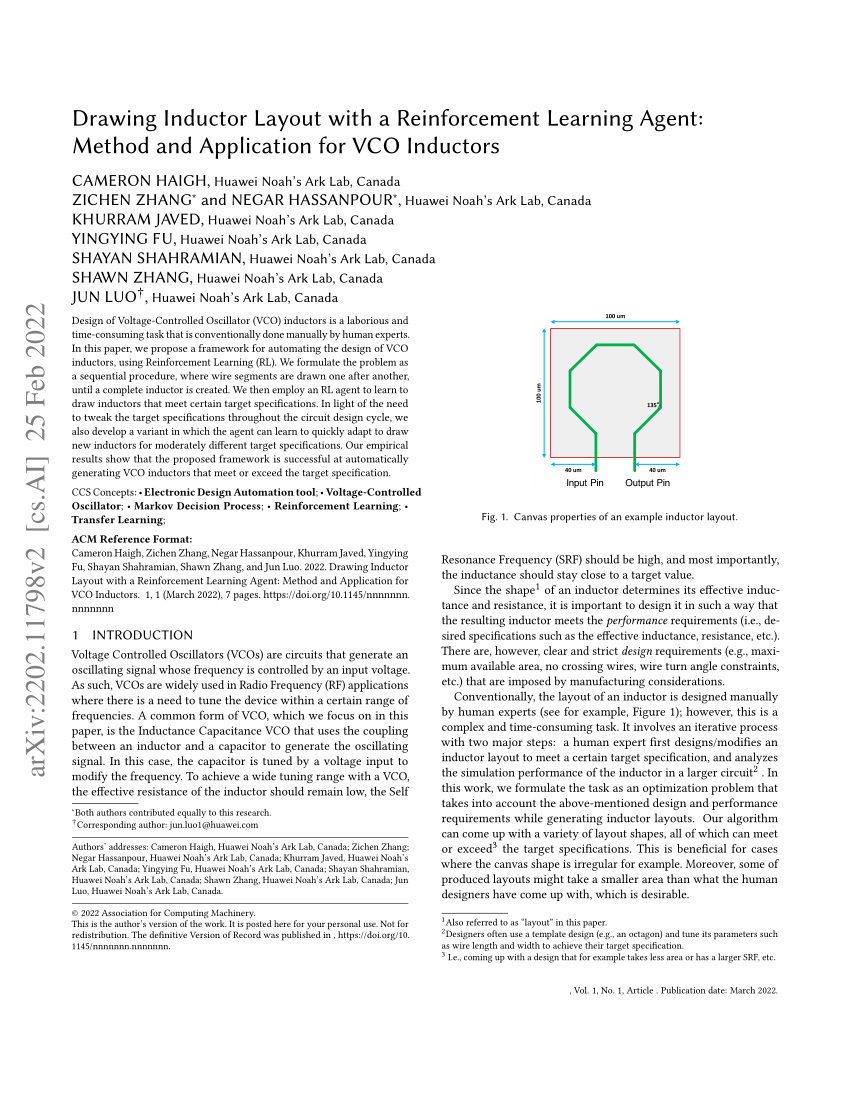 (PDF) Drawing Inductor Layout with a Reinforcement Learning Agent