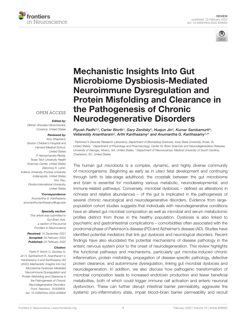 Pdf Mechanistic Insights Into Gut Microbiome Dysbiosis Mediated