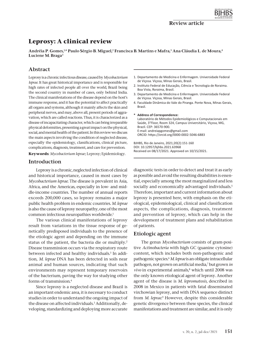 (PDF) Leprosy: A clinical review