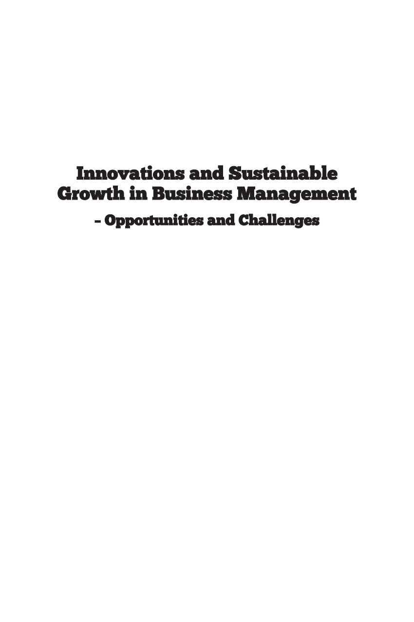 PDF) Innovations and Sustainable Growth in Business Management  Opportunities and Challenges. Edited Book
