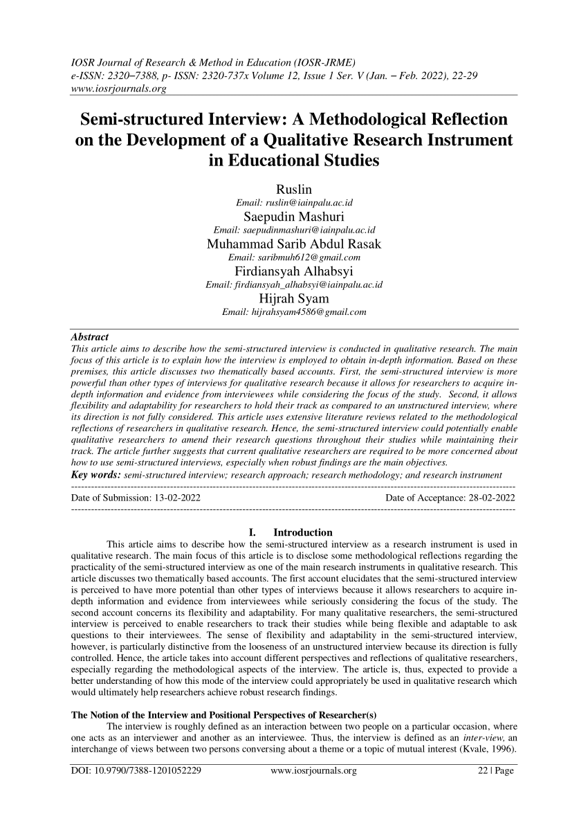 semi structured interview qualitative research pdf