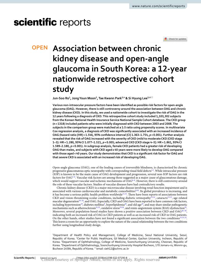 PDF Association between chronic kidney disease and open angle ...