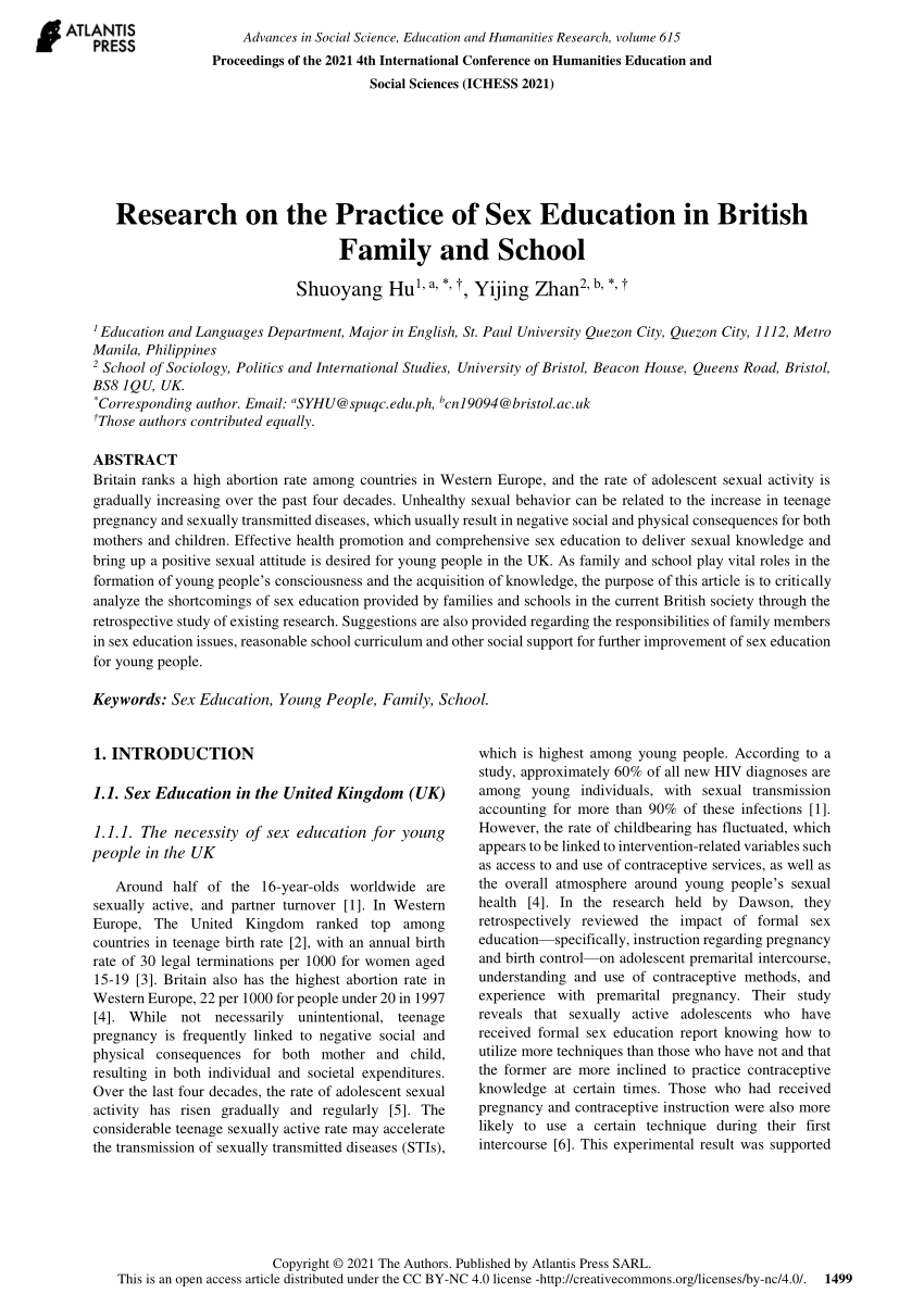 PDF) Research on the Practice of Sex Education in British Family and School