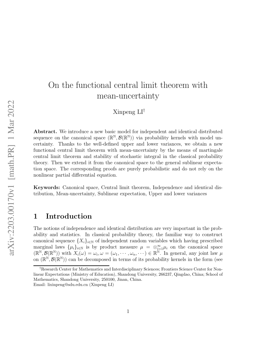 pdf-on-the-functional-central-limit-theorem-with-mean-uncertainty