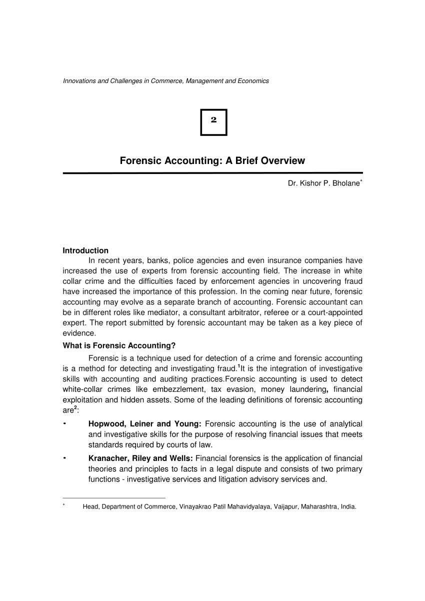 (PDF) Forensic Accounting A Brief Overview