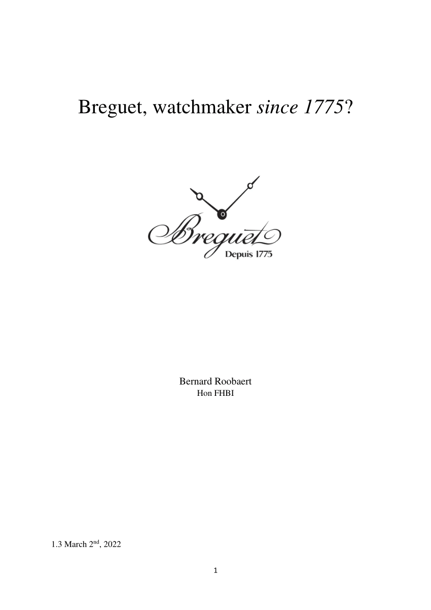 PDF Breguet watchmaker since 1775