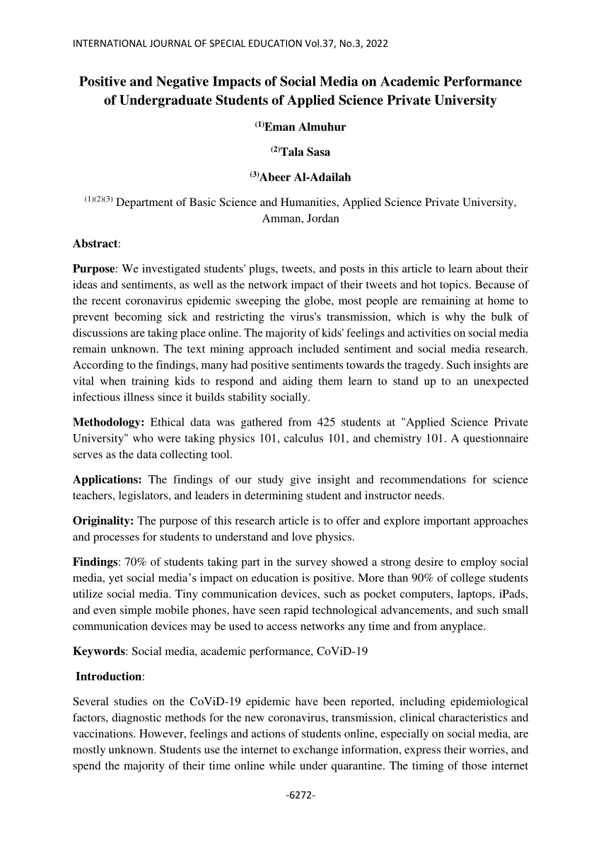 research paper on impact of social media on students