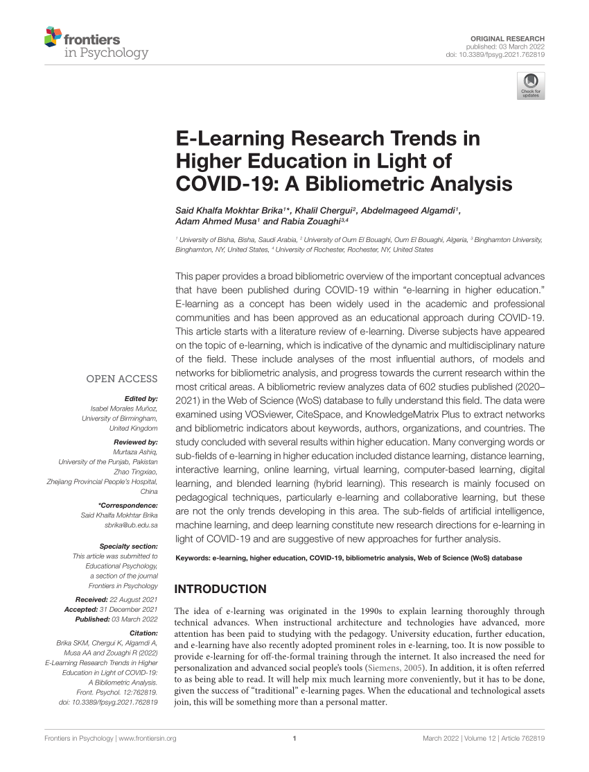 journal of education and e learning research