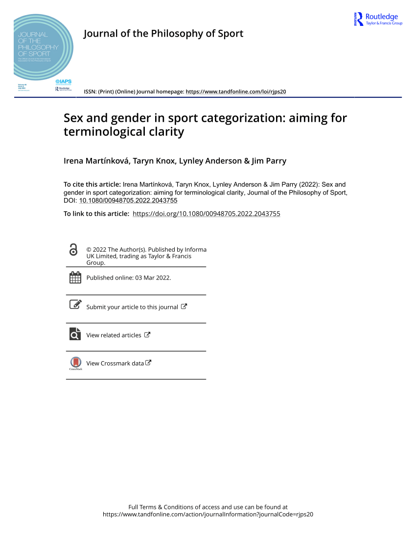 PDF) Sex and gender in sport categorization: aiming for terminological  clarity