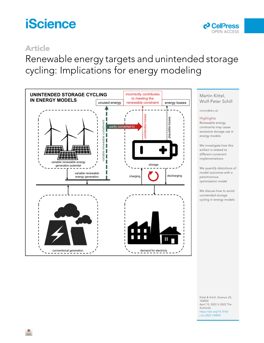 PDF) Renewable Energy Targets and Unintended Storage Cycling 