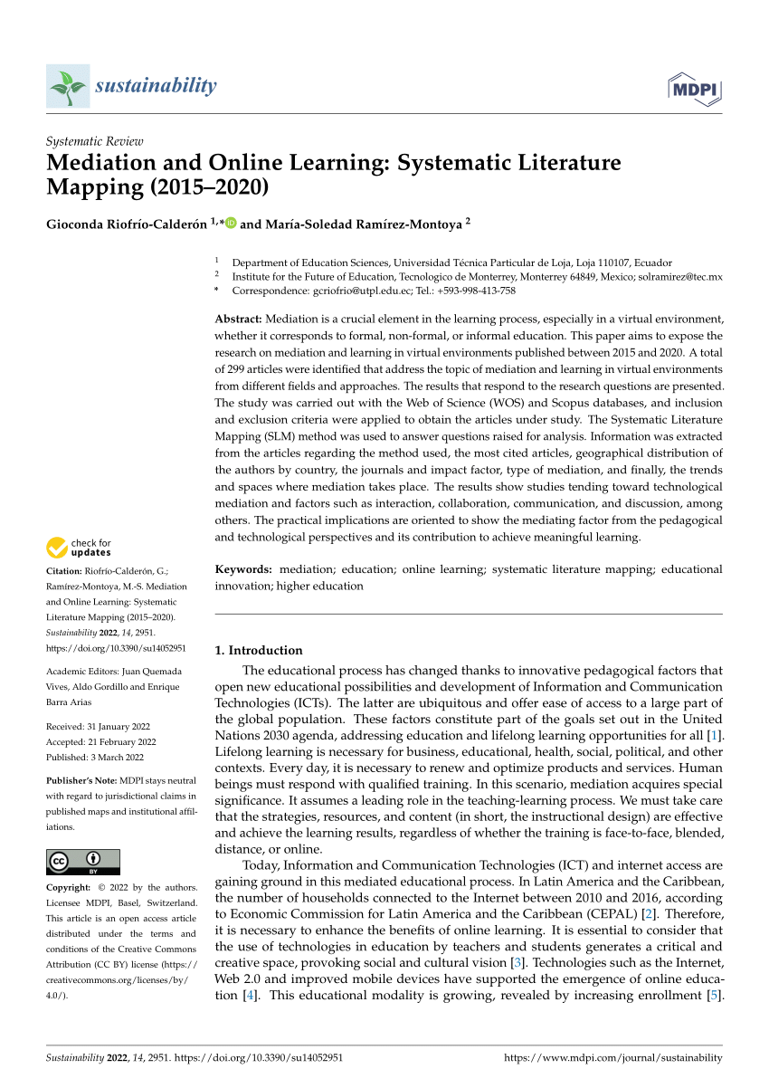 Pdf Mediation And Online Learning Systematic Literature Mapping 15