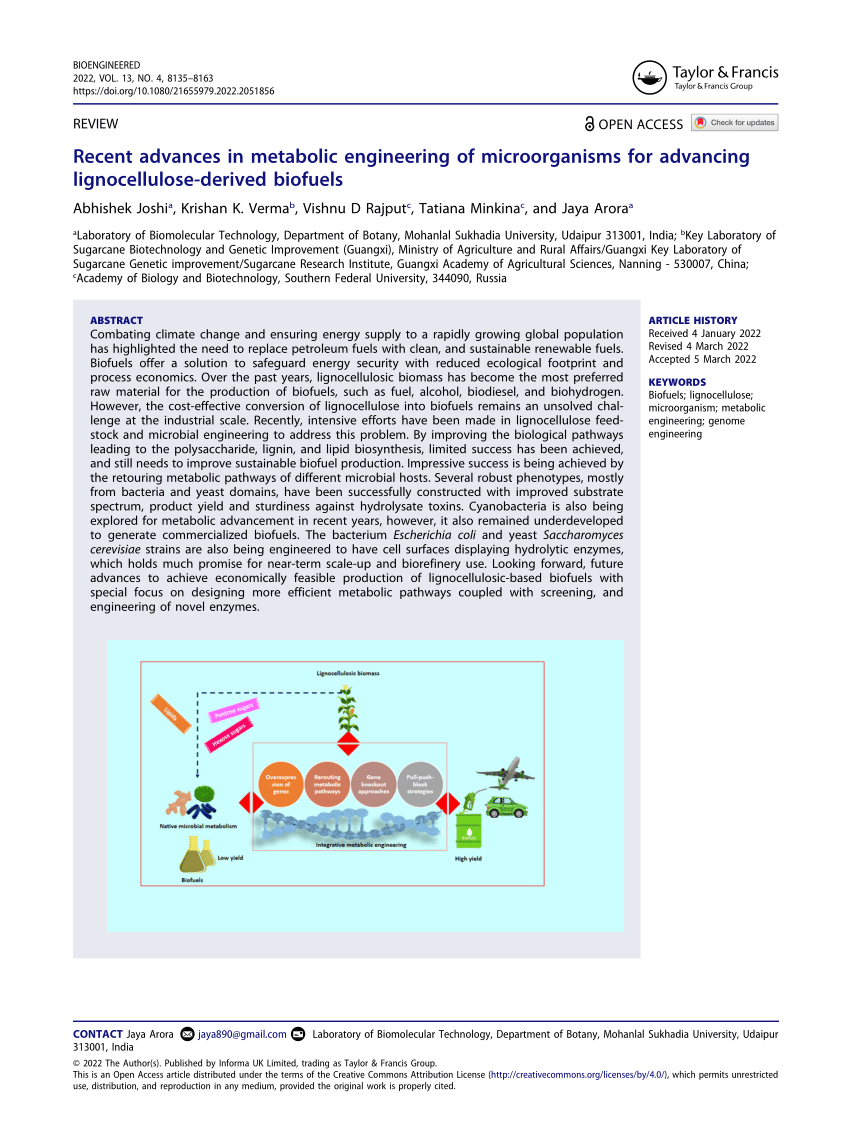(PDF) Recent Advances in Metabolic Engineering of 