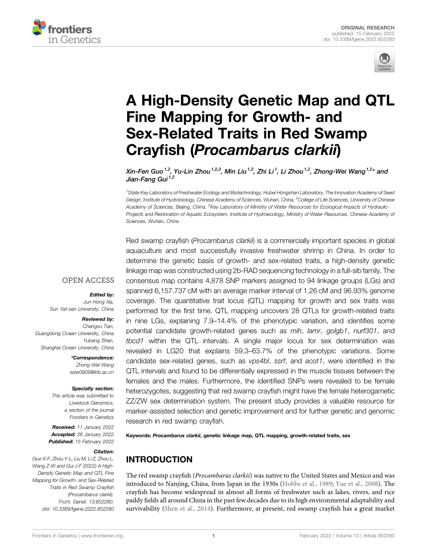 Pdf A High Density Genetic Map And Qtl Fine Mapping For Growth And Sex Related Traits In Red 2347