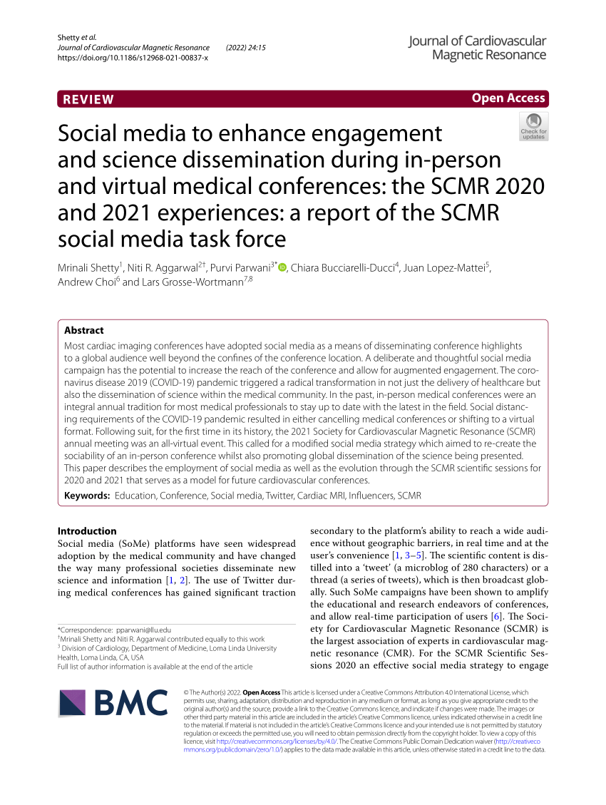 (PDF) Social media to enhance engagement and science dissemination
