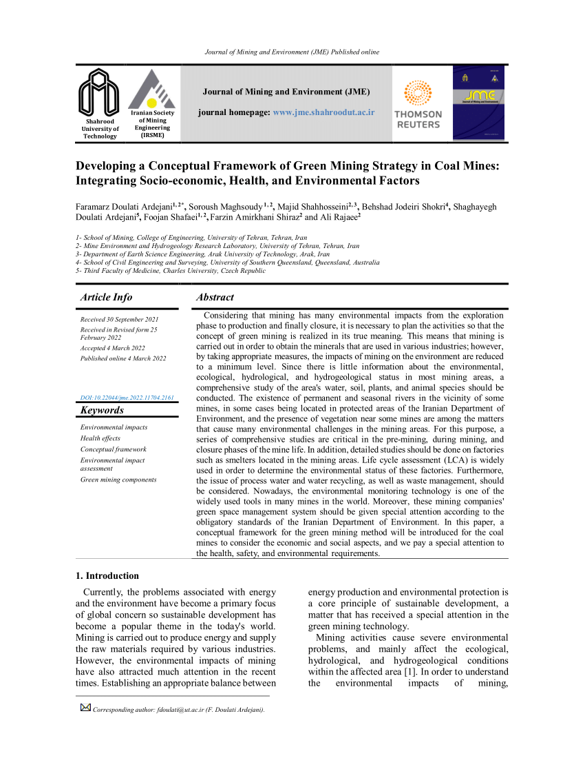 literature review and green mining projects