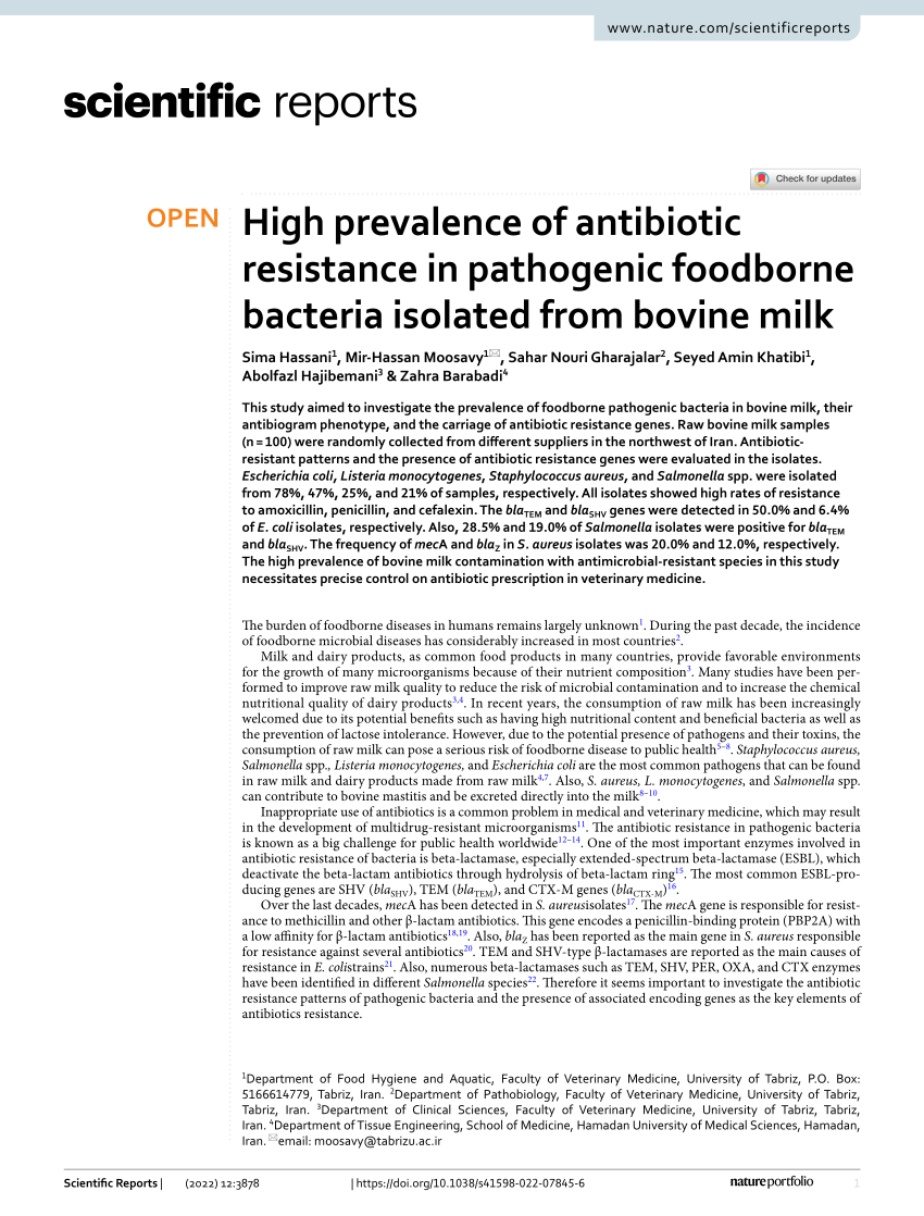 Pdf High Prevalence Of Antibiotic Resistance In Pathogenic Foodborne Bacteria Isolated From
