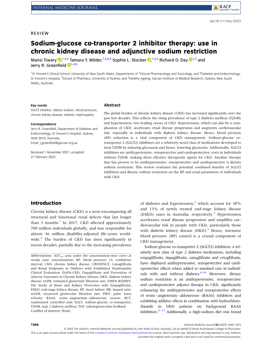 (PDF) Sodium‐glucose co‐transporter 2 inhibitor therapy use in chronic