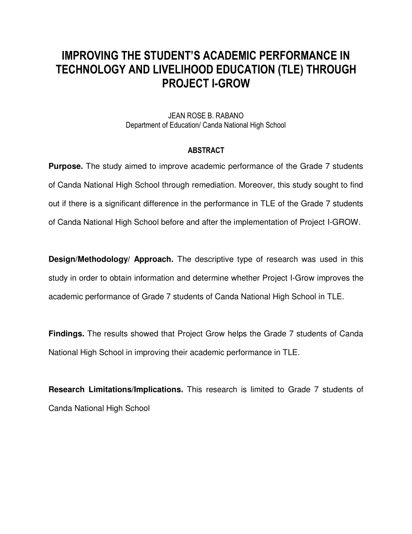 thesis title about technology and livelihood education