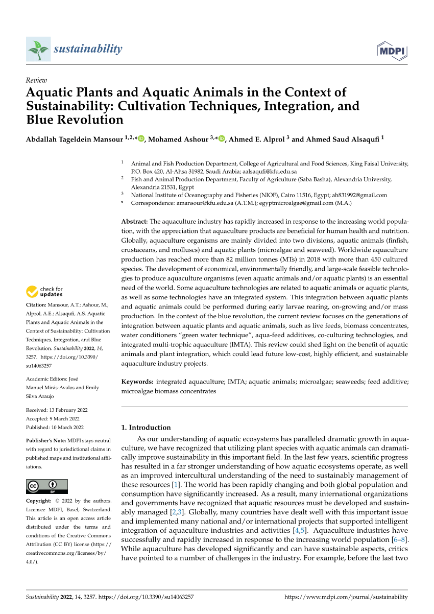 (PDF) Aquatic Plants and Aquatic Animals in the Context of