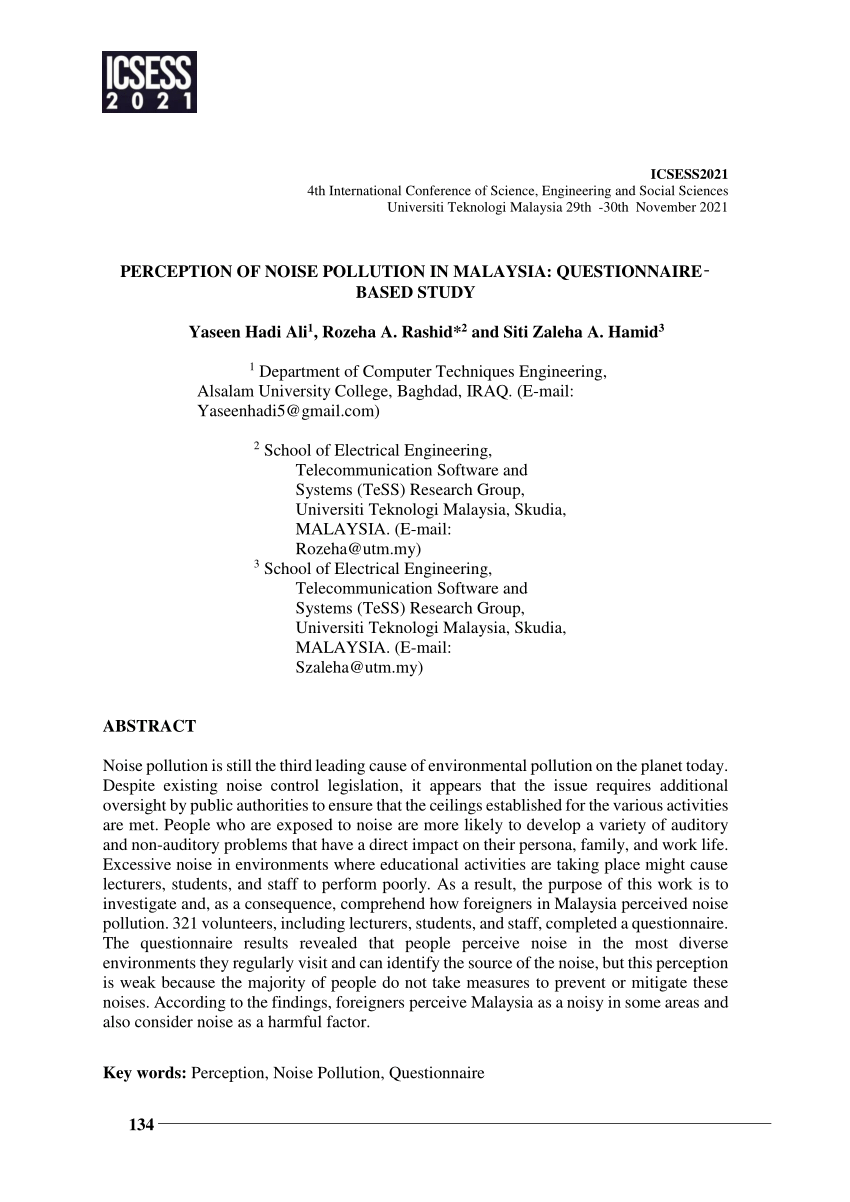 case study on noise pollution in malaysia