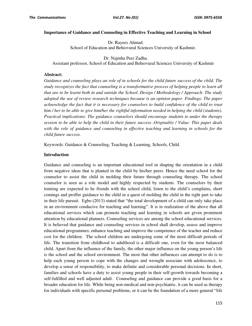 research paper on guidance and counseling