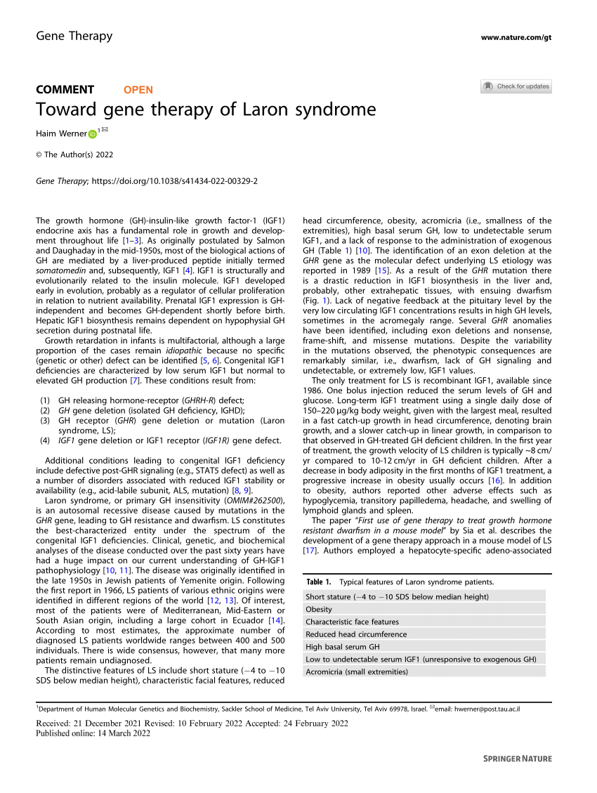 Pdf Toward Gene Therapy Of Laron Syndrome