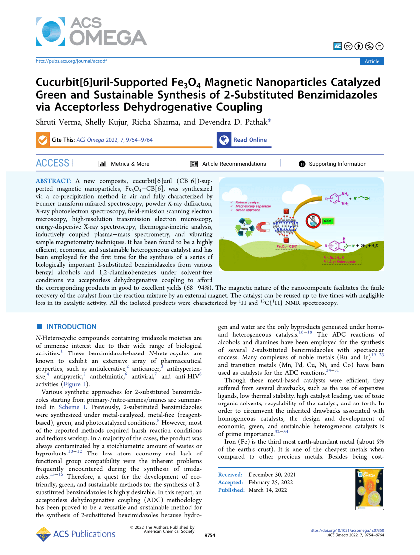 PDF) Cucurbit[6]uril-Supported Fe3O4 Magnetic Nanoparticles 