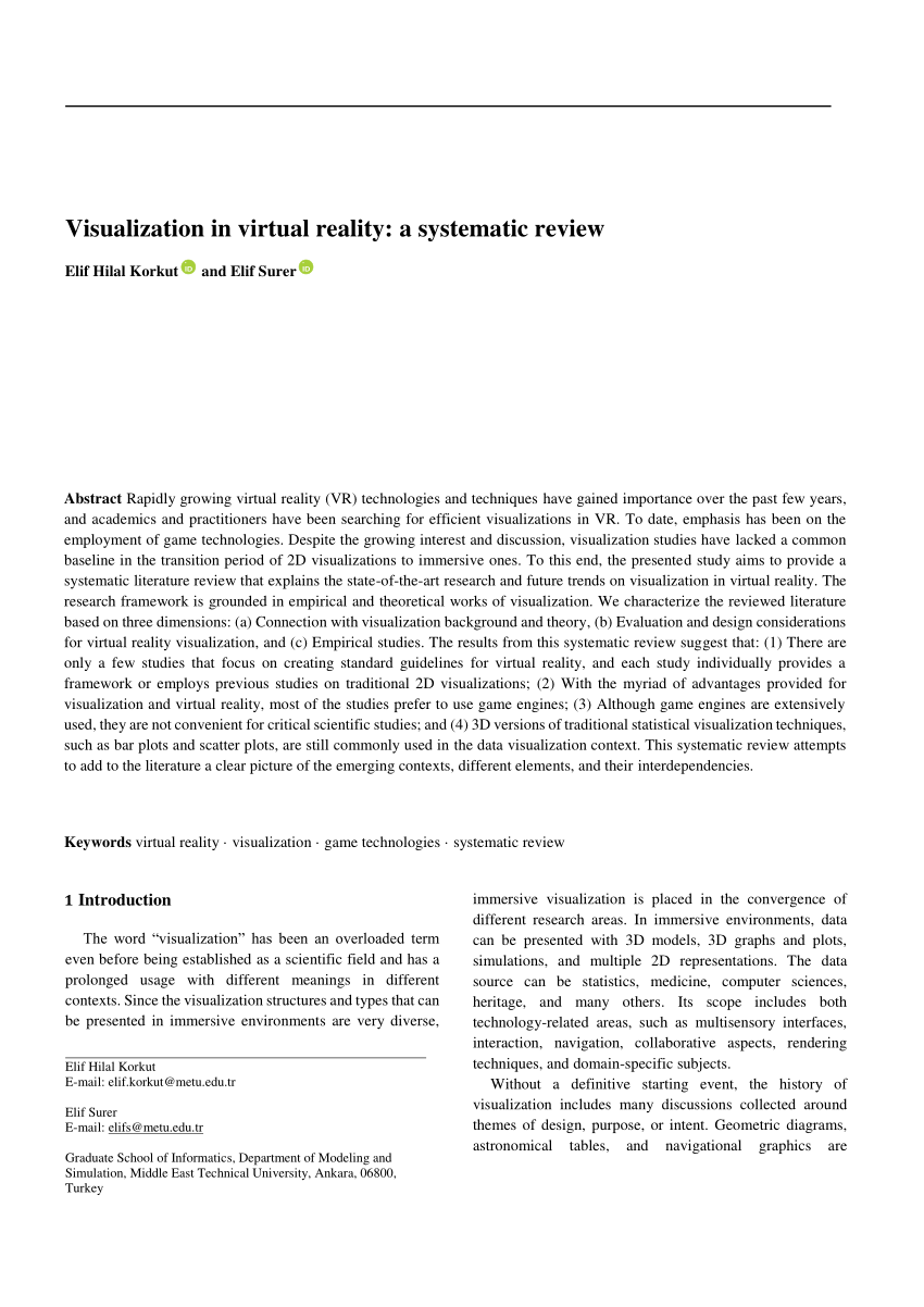 systematic literature review of virtual reality