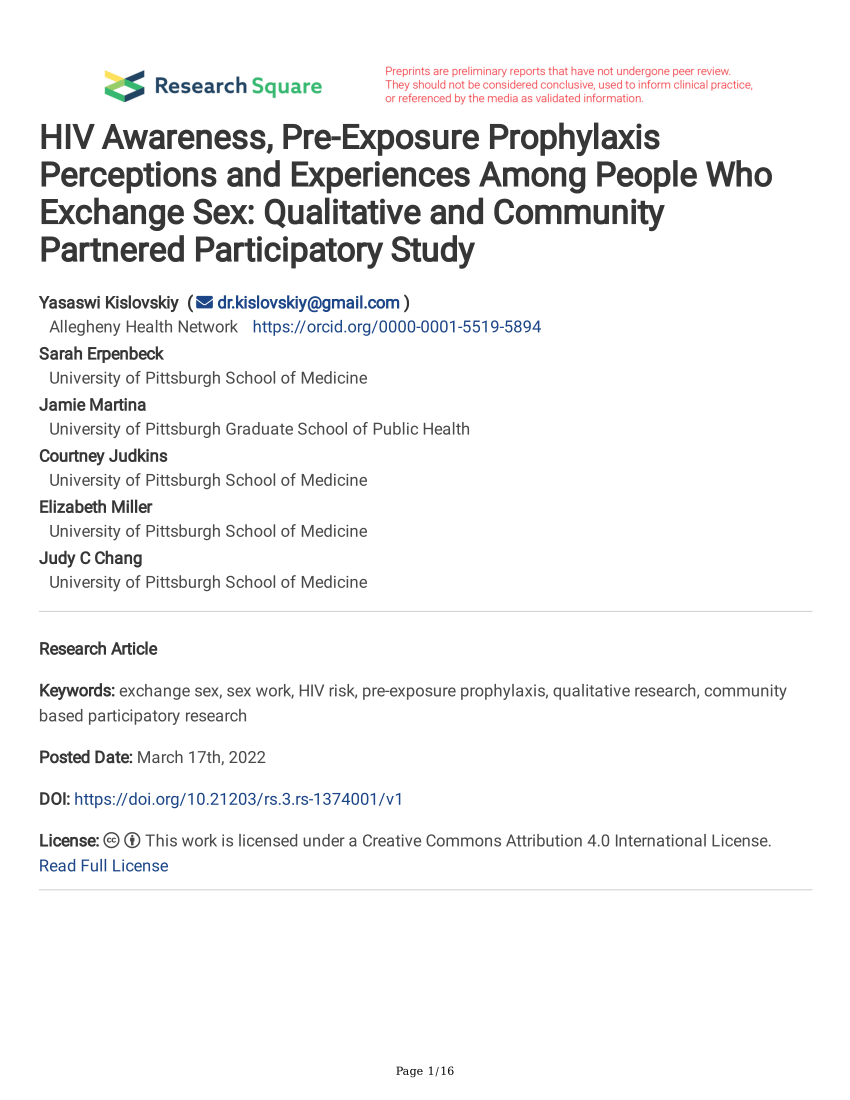 PDF HIV Awareness Pre Exposure Prophylaxis Perceptions and  