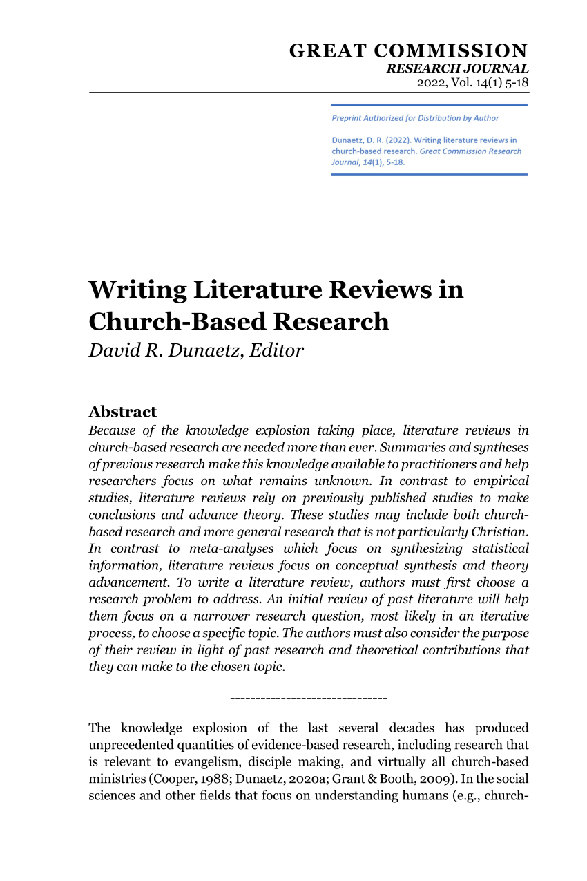 literature review of church management system