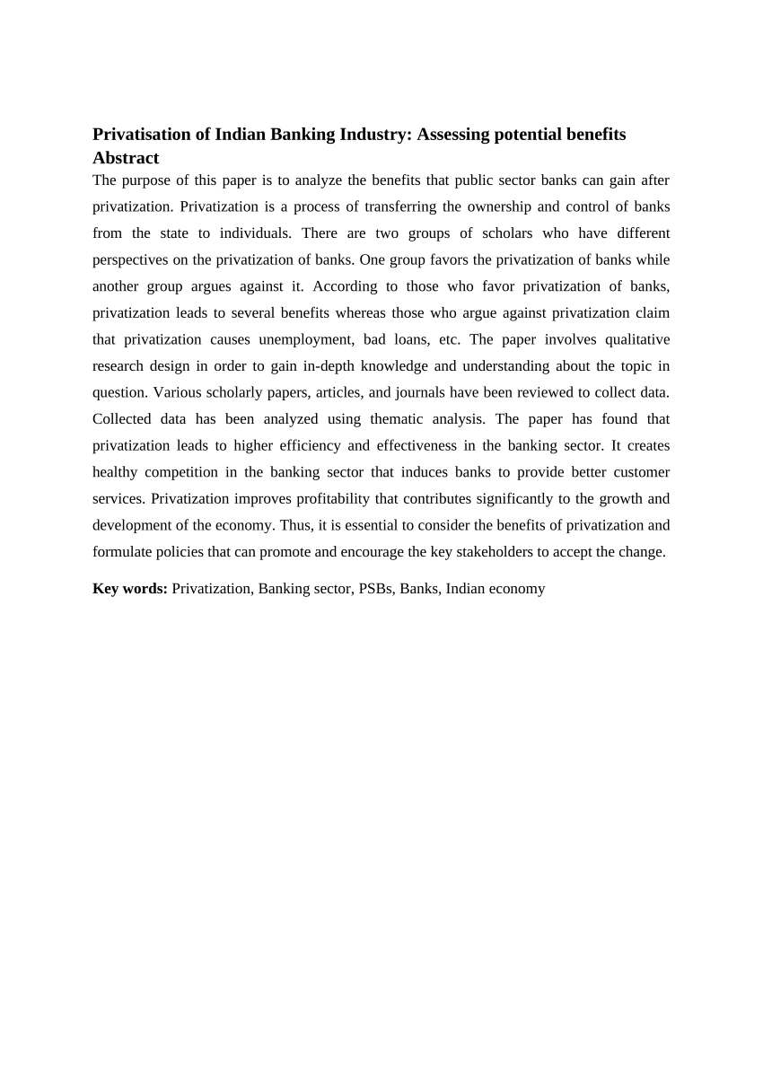 research paper on privatisation of banks in india