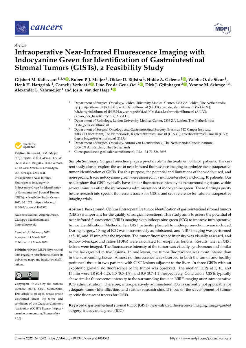 Pdf Intraoperative Near Infrared Fluorescence Imaging With Indocyanine Green For 8795