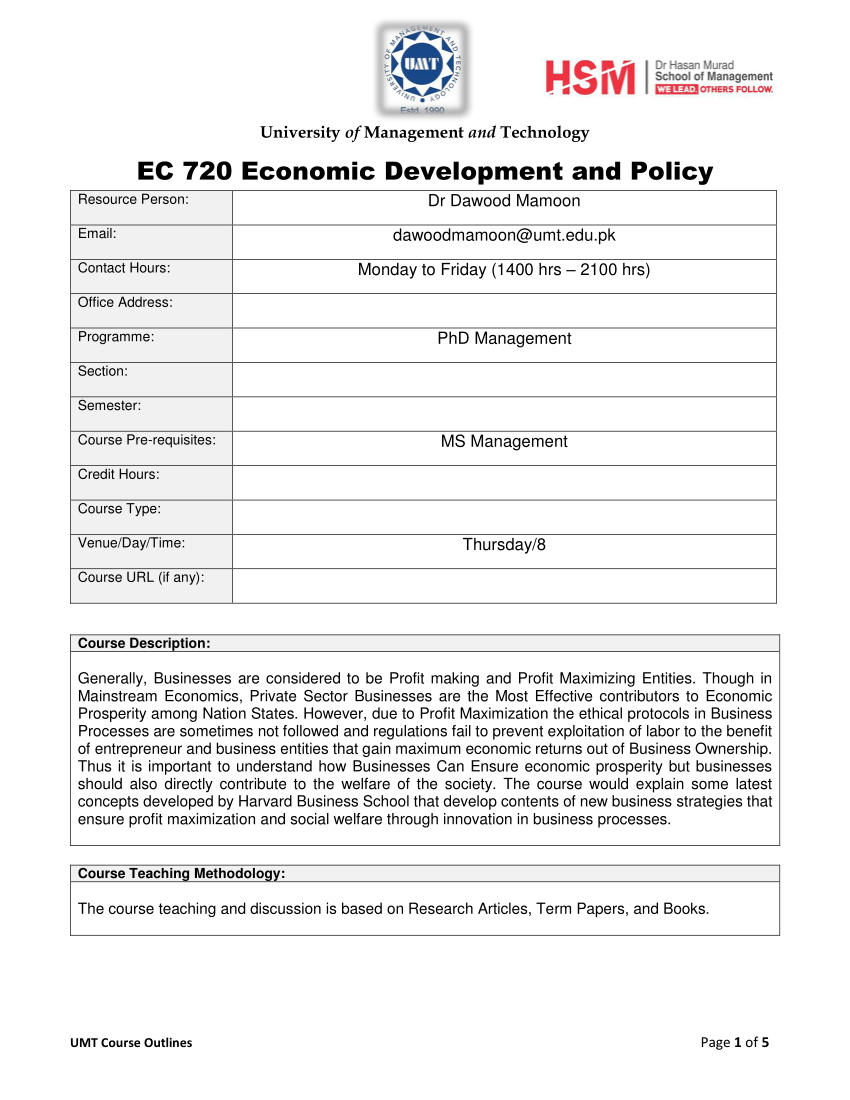phd economic policy online