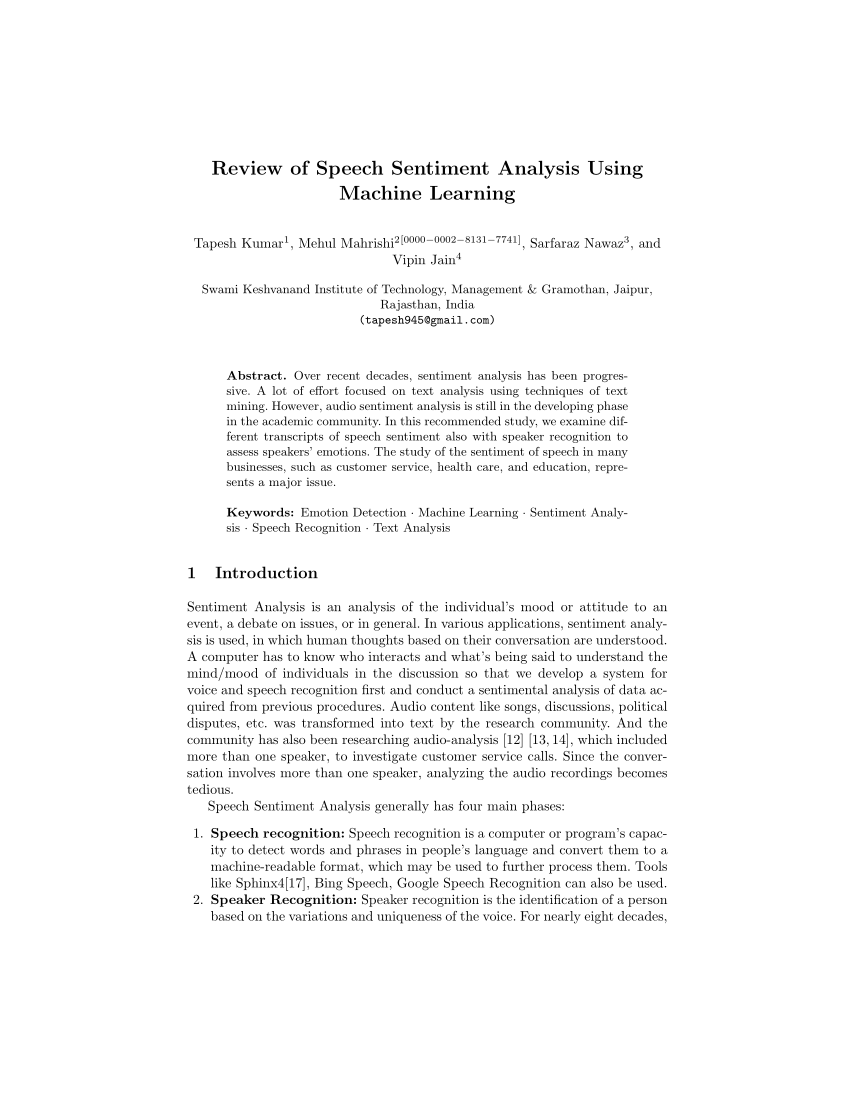 sentiment analysis using machine learning research papers