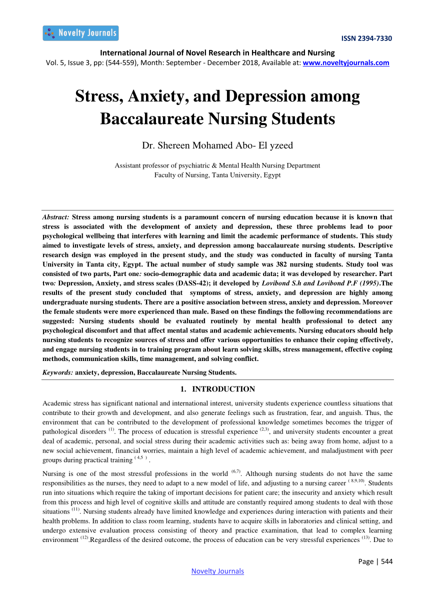 research paper on stress among nursing students