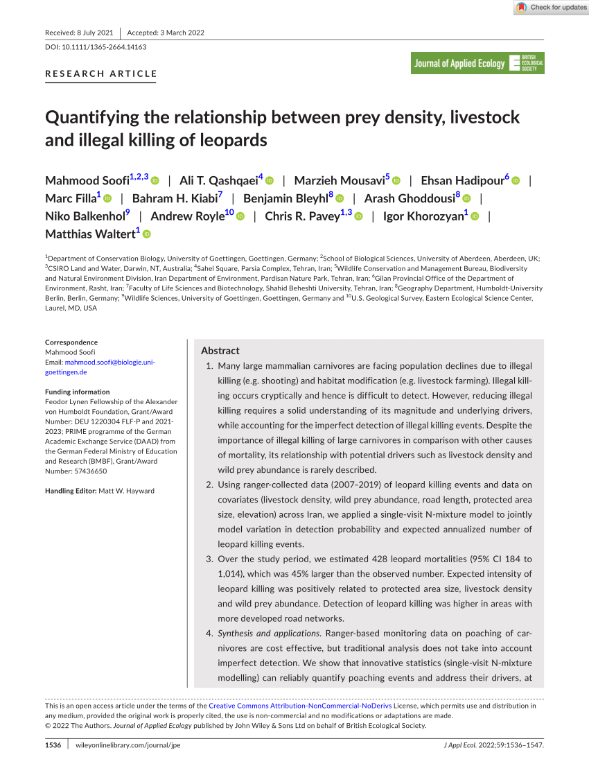 PDF) Quantifying the relationship between prey density, livestock