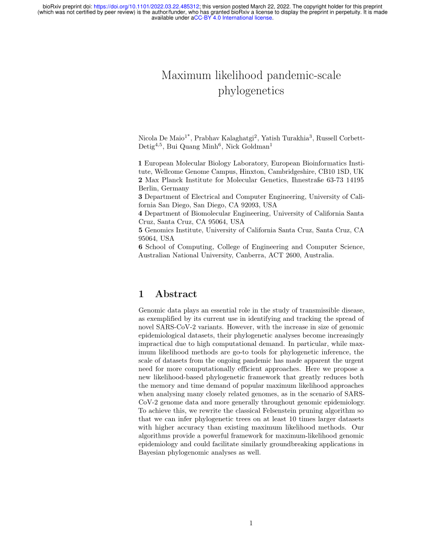 Maximum likelihood pandemic-scale phylogenetics