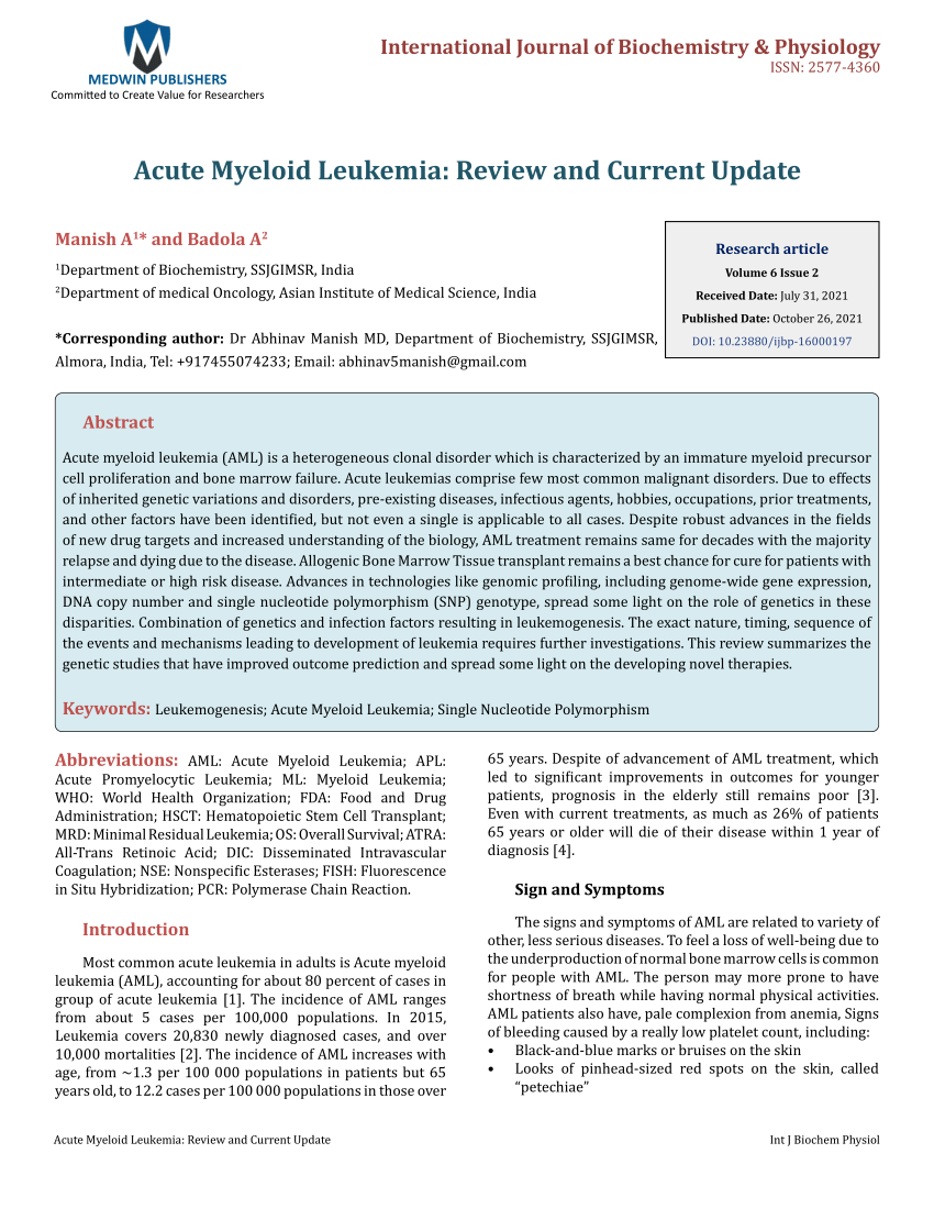 acute myeloid leukemia research paper