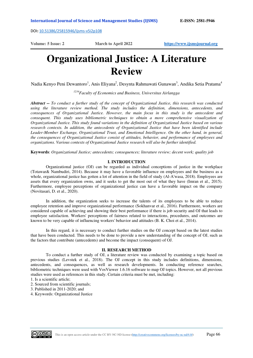literature review of organisational justice