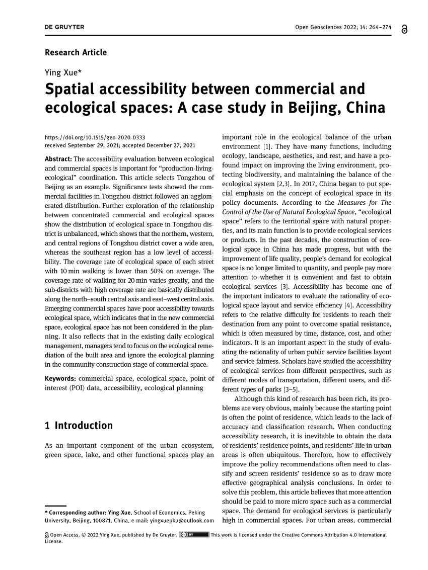 PDF) Spatial accessibility between commercial and ecological 