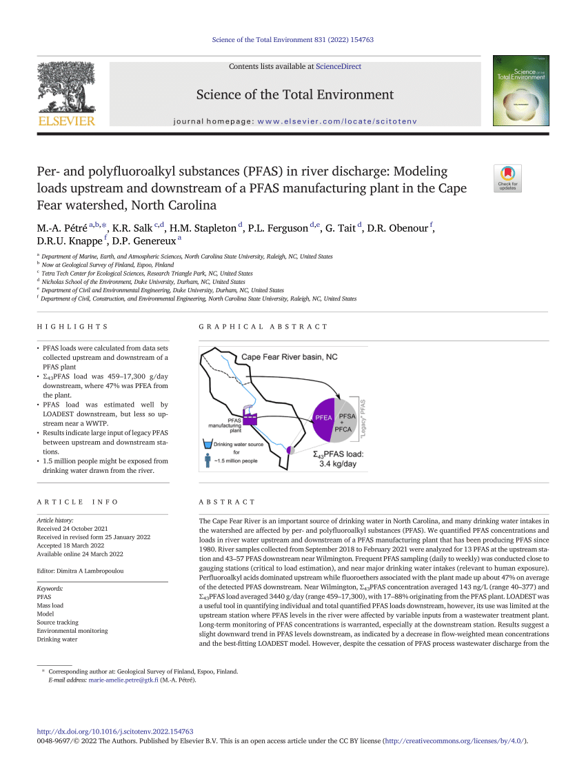 Domestic Dogs and Horses as Sentinels of Per- and Polyfluoroalkyl Substance  Exposure and Associated Health Biomarkers in Gray's Creek North Carolina