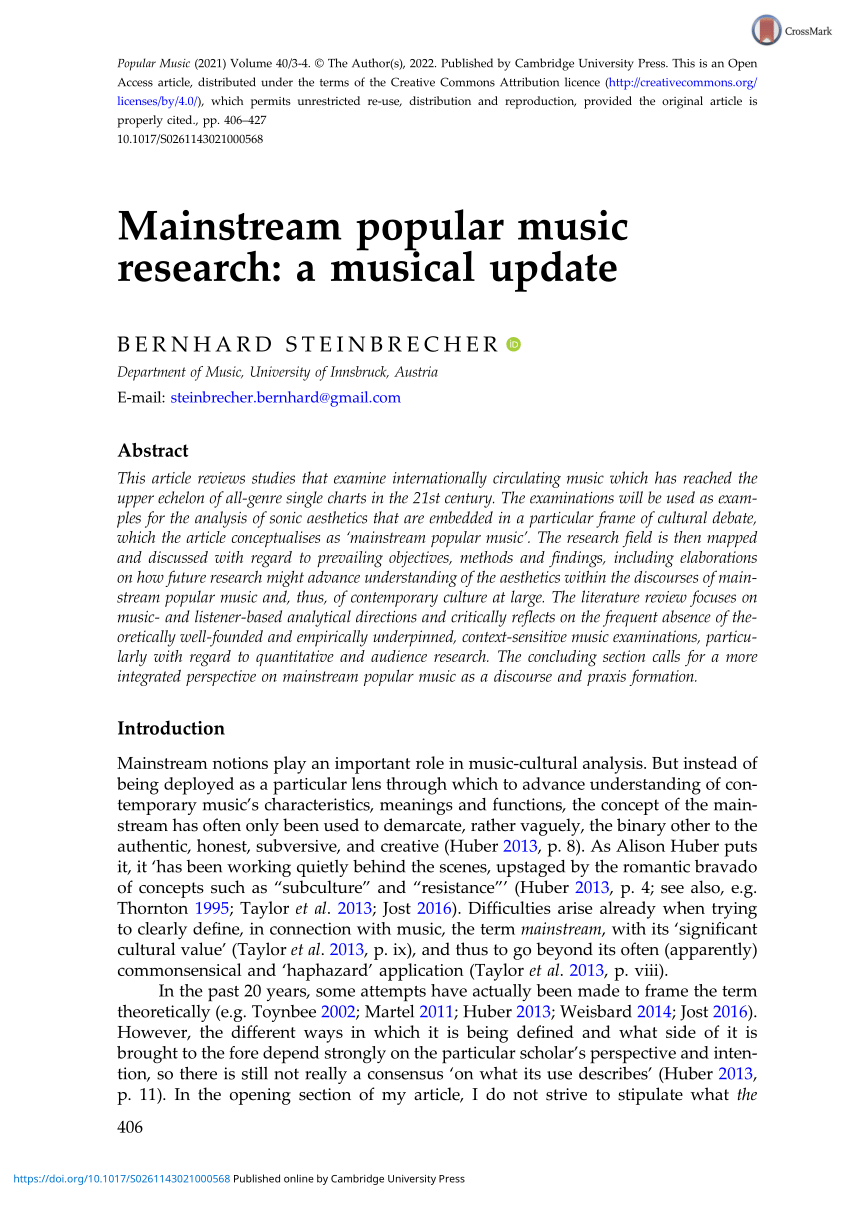 popular music research papers