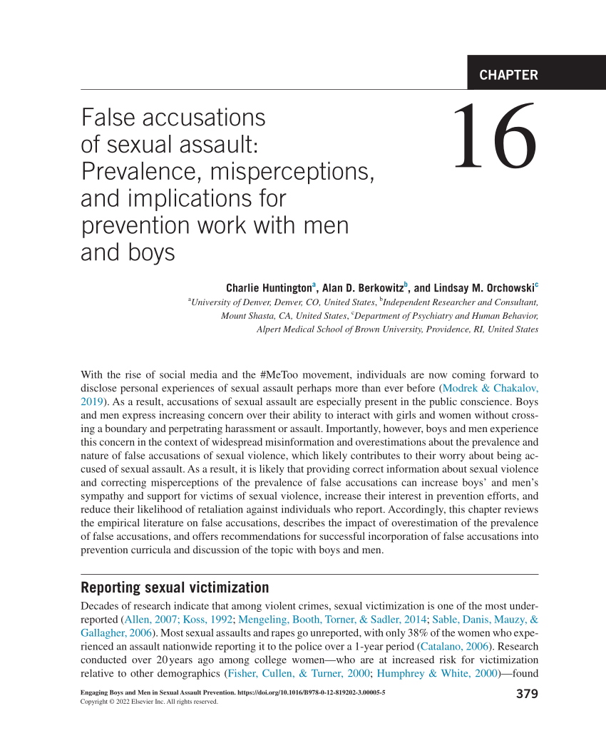 Pdf False Accusations Of Sexual Assault Prevalence Misperceptions And Implications For