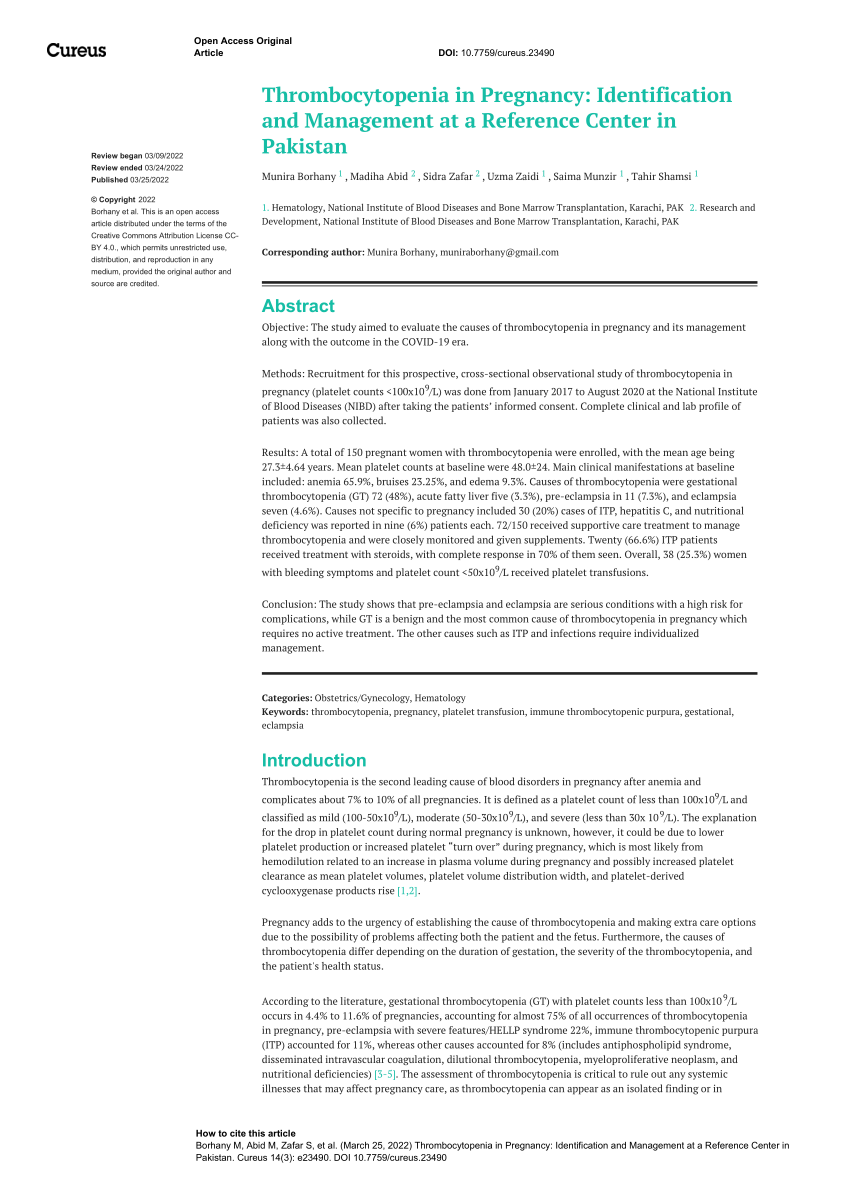 (PDF) Thrombocytopenia in Pregnancy