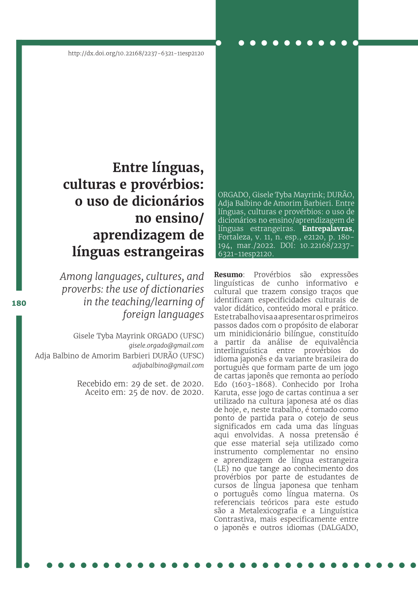 PDF) A Tradução Como Ferramenta De Ensino-Aprendizagem De Lingua  Estrangeira Espanhol