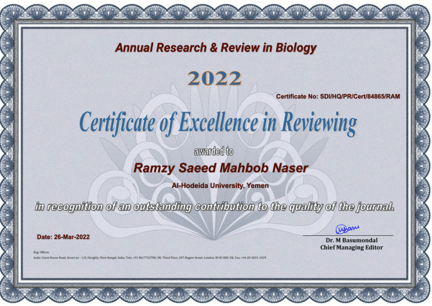 annual research & review in biology