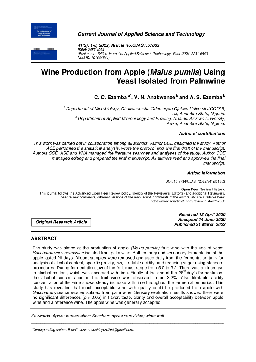 research paper on wine production from apple