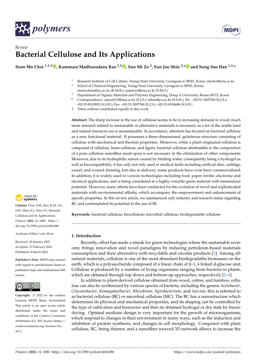 PDF) Bacterial Cellulose and Its Applications